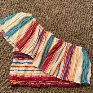 American Eagle Striped One Shoulder Crop Top